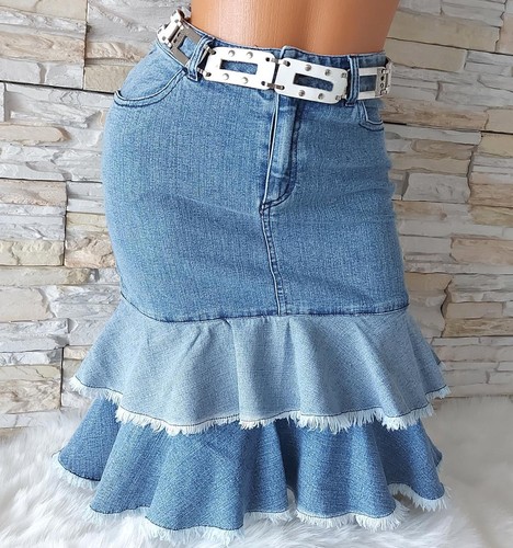 Jeansrock lagenlook high waist - high,